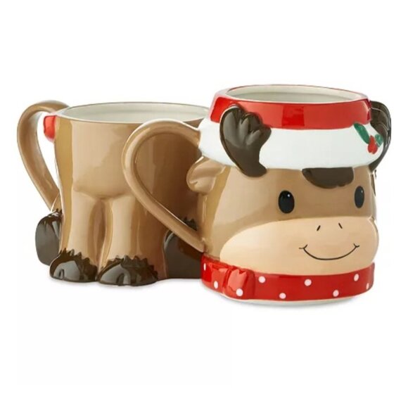 Holiday Lane Christmas Reindeer Themed Stackable Ceramic 2 PC Mug Set New in Box - Picture 7 of 9